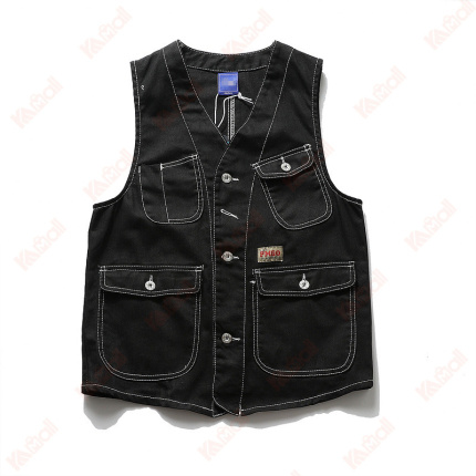 plain black no collar vest